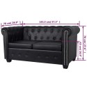 VidaXL Sofa 2-osobowa w stylu Chesterfield, sztuczna skóra, czarna