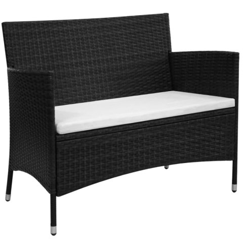 VidaXL Ławka ogrodowa, 90 cm, polirattan, czarna