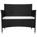 VidaXL Ławka ogrodowa, 90 cm, polirattan, czarna