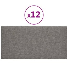 VidaXL Panele ścienne, 12 szt., jasnoszare, 60x30 cm, tkanina, 2,16 m²