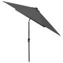 VidaXL Parasol ogrodowy z LED i stalowym słupkiem, antracytowy, 2x3 m