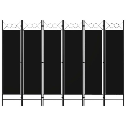 VidaXL Parawan 6-panelowy, czarny, 240 x 180 cm