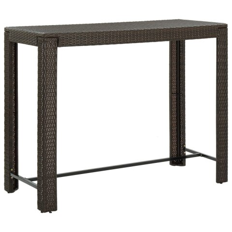 VidaXL Ogrodowy stolik barowy, brązowy, 140,5x60,5x110,5 cm, rattan PE