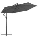 VidaXL Parasol wiszący z aluminiowym słupkiem, 300 cm, antracytowy