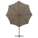 VidaXL Parasol wiszący z lampkami LED i słupkiem, 300 cm, taupe