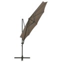 VidaXL Parasol wiszący z lampkami LED i słupkiem, 300 cm, taupe