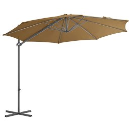 VidaXL Parasol wiszący ze stalowym słupkiem, 300 cm, taupe