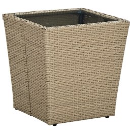 VidaXL Stolik herbaciany, beżowy, 41,5x41,5x44 cm, rattan PE i szkło