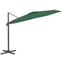 VidaXL Parasol wiszący na aluminiowym słupku, zielony, 400x300 cm