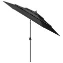 VidaXL 3-poziomowy parasol na aluminiowym słupku, antracytowy, 3 m