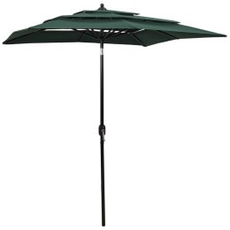 VidaXL 3-poziomowy parasol na aluminiowym słupku, zielony, 2x2 m