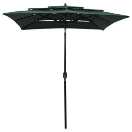 VidaXL 3-poziomowy parasol na aluminiowym słupku, zielony, 2x2 m