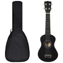 VidaXL Ukulele sopranowe z pokrowcem, dla dzieci, czarne, 21"