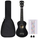 VidaXL Ukulele sopranowe z pokrowcem, dla dzieci, czarne, 21"