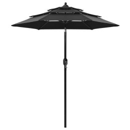 VidaXL 3-poziomowy parasol na aluminiowym słupku, czarny, 2 m