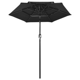 VidaXL 3-poziomowy parasol na aluminiowym słupku, czarny, 2 m