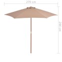 VidaXL Parasol ogrodowy na drewnianym słupku, 270 cm, taupe