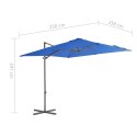 VidaXL Parasol wiszący ze stalowym słupkiem, 250x250 cm, niebieski