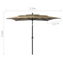 VidaXL 3-poziomowy parasol na aluminiowym słupku, taupe, 2,5x2,5 m