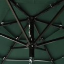 VidaXL 3-poziomowy parasol na aluminiowym słupku, zielony, 2 m