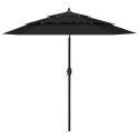 VidaXL 3-poziomowy parasol na aluminiowym słupku, czarny, 2,5 m