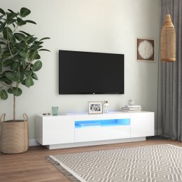 VidaXL Szafka TV z oświetleniem LED, biel z połyskiem, 160x35x40 cm