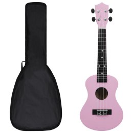 VidaXL Ukulele sopranowe z pokrowcem, dla dzieci, różowe, 23