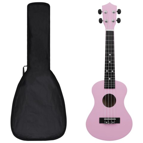 VidaXL Ukulele sopranowe z pokrowcem, dla dzieci, różowe, 23"