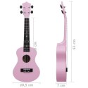 VidaXL Ukulele sopranowe z pokrowcem, dla dzieci, różowe, 23"