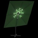 VidaXL Wiszący parasol z LED, zielony, 400x300 cm