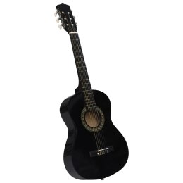 VidaXL Gitara klasyczna dla początkujących i dzieci, czarna, 1/2, 34