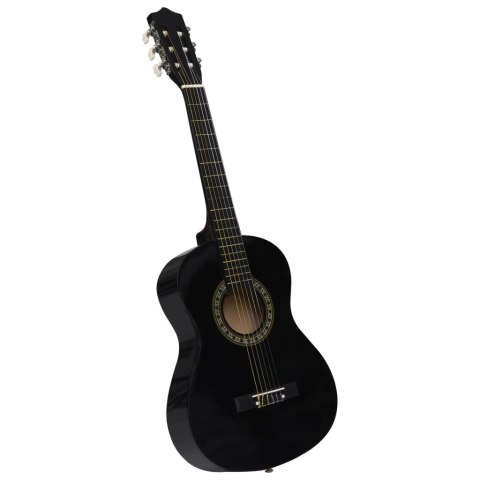 VidaXL Gitara klasyczna dla początkujących i dzieci, czarna, 1/2, 34"