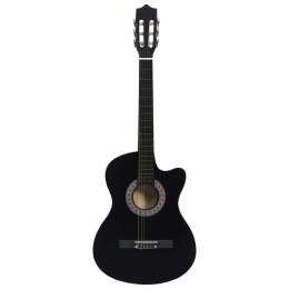 VidaXL Gitara klasyczna z wycięciem, 6 strun, czarna, 38