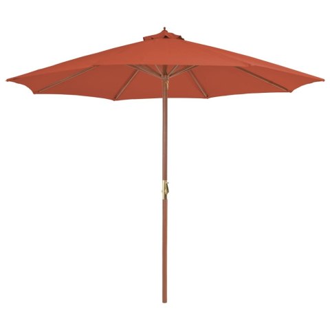 VidaXL Parasol ogrodowy na drewnianym słupku, 300 cm, terakota