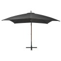 VidaXL Parasol ogrodowy wiszący, na jodłowym słupku, antracyt, 3x3 m