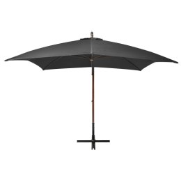 VidaXL Parasol ogrodowy wiszący, na jodłowym słupku, antracyt, 3x3 m