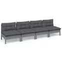 VidaXL 4-osobowa sofa z antracytowymi poduszkami, lite drewno sosnowe