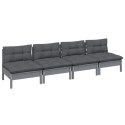 VidaXL 4-osobowa sofa z antracytowymi poduszkami, lite drewno sosnowe