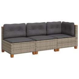 VidaXL 3-osobowa sofa ogrodowa z poduszkami, szara, polirattan