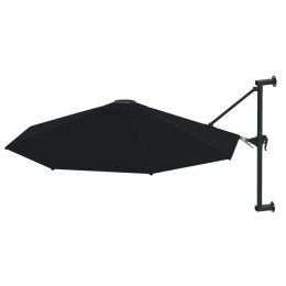 VidaXL Parasol ścienny na metalowym słupku, 300 cm, czarny