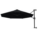 VidaXL Parasol ścienny na metalowym słupku, 300 cm, czarny