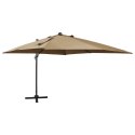 VidaXL Parasol wiszący z lampkami LED i słupkiem, 300 cm, taupe