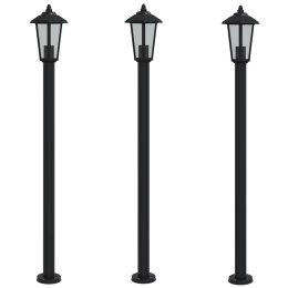 VidaXL Lampy ogrodowe na słupku, 3 szt., czarne, 120 cm, stal