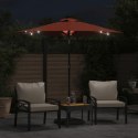 VidaXL Parasol ogrodowy LED, stalowy słupek, terakota, 225x225x212 cm