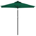 VidaXL Parasol ogrodowy LED, stalowy słupek, zielony, 225x225x212 cm