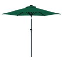 VidaXL Parasol ogrodowy LED, stalowy słupek, zielony, 225x225x212 cm