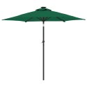 VidaXL Parasol ogrodowy LED, stalowy słupek, zielony, 225x225x212 cm