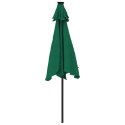 VidaXL Parasol ogrodowy LED, stalowy słupek, zielony, 225x225x212 cm