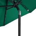 VidaXL Parasol ogrodowy LED, stalowy słupek, zielony, 225x225x212 cm