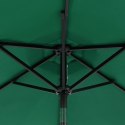 VidaXL Parasol ogrodowy LED, stalowy słupek, zielony, 225x225x212 cm